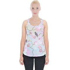 Bird Blossom Seamless Pattern Piece Up Tank Top by Ravend