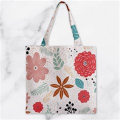 Nature Flora Background Wallpaper Zipper Grocery Tote Bag by Ravend