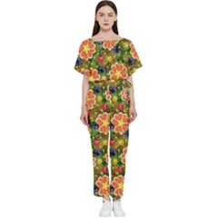 Fruits Star Blueberry Cherry Leaf Batwing Lightweight Chiffon Jumpsuit by Ravend