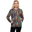 Peacock Feathers Women s Lightweight Drawstring Hoodie View1