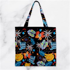 Design Print Pattern Colorful Zipper Grocery Tote Bag by Ravend