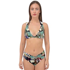 Zoo-animals-peacock-lion-hippo Double Strap Halter Bikini Set by Pakrebo