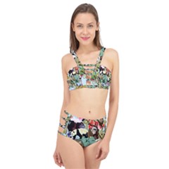 Zoo-animals-peacock-lion-hippo- Cage Up Bikini Set by Pakrebo