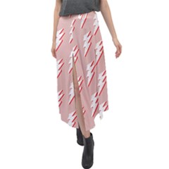 Thunder Flash Abstract Texture Art Velour Split Maxi Skirt by Ravend