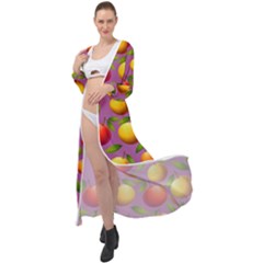 Illustration Fruit Pattern Seamless Maxi Chiffon Beach Wrap by Ravend