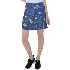 Illustration Cat Space Astronaut Rocket Maze Tennis Skirt by Ravend