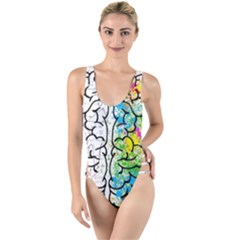 Illustration Brain Mind Psychology Idea Drawing High Leg Strappy Swimsuit by Ravend