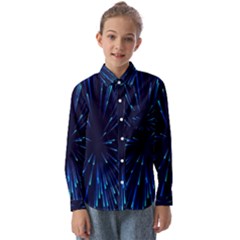 Particle Art Background Blue Kids  Long Sleeve Shirt by Ravend