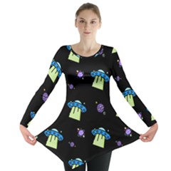 Illustration Cosmos Cosmo Rocket Spaceship -ufo Long Sleeve Tunic  by danenraven