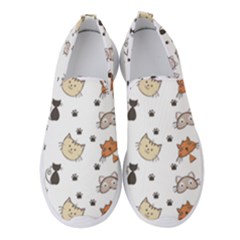 Cute Cat Kitten Animal Design Pattern Women s Slip On Sneakers by danenraven