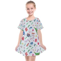 New Year Christmas Winter Watercolor Kids  Smock Dress by artworkshop