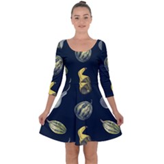 Vintage Vegetables Zucchini  Quarter Sleeve Skater Dress by ConteMonfrey