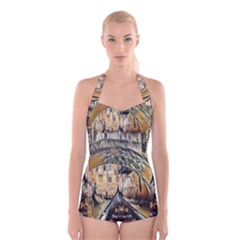 Art Venice Channel Boyleg Halter Swimsuit  by ConteMonfrey