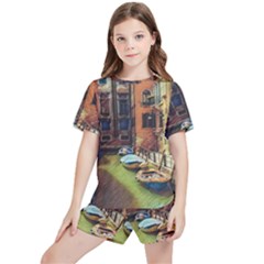 Venice Canals Art   Kids  Tee And Sports Shorts Set by ConteMonfrey