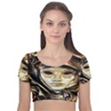 Artistic Venetian Mask Velvet Short Sleeve Crop Top  View1