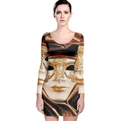 Venetian Mask Long Sleeve Velvet Bodycon Dress by ConteMonfrey