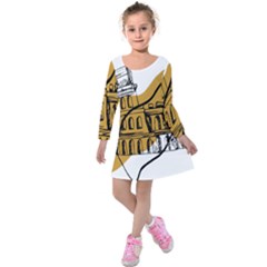 Colosseo Draw Silhouette Kids  Long Sleeve Velvet Dress by ConteMonfrey