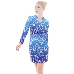 Blue Fish Water Aquarium Button Long Sleeve Dress by danenraven