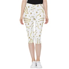 Illustration Pattern Seamless Golden 3d Inside Out Lightweight Velour Capri Leggings  by danenraven