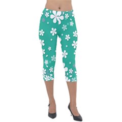 Illustration Background Daisy Flower Floral Lightweight Velour Capri Leggings  by danenraven