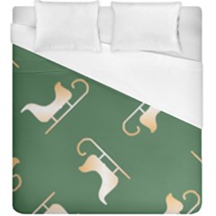 Gold Santa s Sleigh Green Print Duvet Cover (king Size) by TetiBright