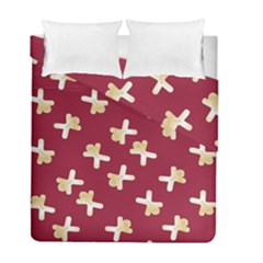 Gold Gingerbread Man Burgundy Duvet Cover Double Side (full/ Double Size) by TetiBright