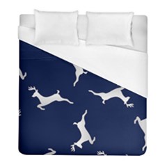 Silver Reindeer Blue Duvet Cover (full/ Double Size) by TetiBright