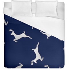 Silver Reindeer Blue Duvet Cover (king Size) by TetiBright