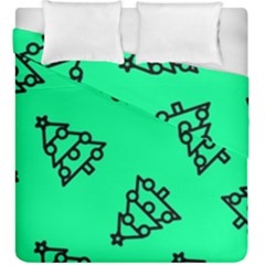 Tree With Ornaments Green Duvet Cover Double Side (king Size) by TetiBright