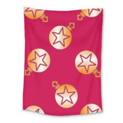 Orange Ornaments With Stars Pink Medium Tapestry by TetiBright