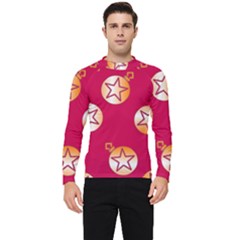 Orange Ornaments With Stars Pink Men s Long Sleeve Rash Guard by TetiBright