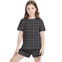 Brown and black small plaids Kids  Tee and Sports Shorts Set View1