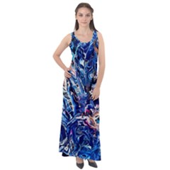 Cobalt Delta Sleeveless Velour Maxi Dress by kaleidomarblingart