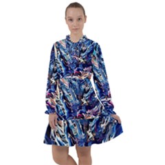 Cobalt Delta All Frills Chiffon Dress by kaleidomarblingart