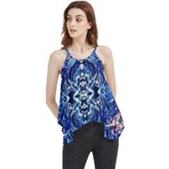 Cobalt Arabesque Flowy Camisole Tank Top by kaleidomarblingart