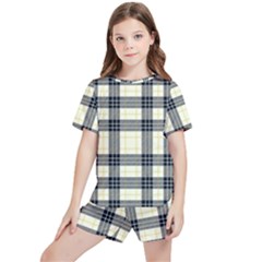 Gray And Yellow Plaids  Kids  Tee And Sports Shorts Set by ConteMonfrey