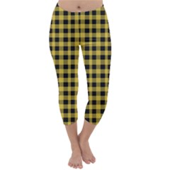 Black And Yellow Small Plaids Capri Winter Leggings  by ConteMonfrey