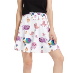 Fish Squid Bird Jellyfish Chicken Waistband Skirt by Wegoenart