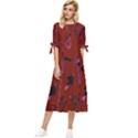 Doodles Maroon Bow Sleeve Chiffon Midi Dress View1