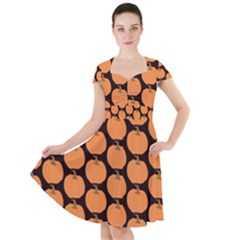 Black And Orange Pumpkin Cap Sleeve Midi Dress by ConteMonfrey