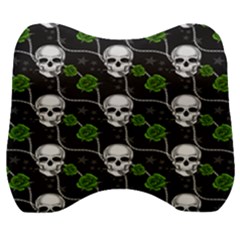 Green Roses And Skull - Romantic Halloween   Velour Head Support Cushion by ConteMonfrey