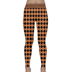 Halloween Black Orange Plaids Classic Yoga Leggings by ConteMonfrey