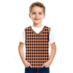 Halloween Black Orange Plaids Kids  Basketball Tank Top by ConteMonfrey