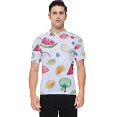 Fruit Summer Vitamin Watercolor Men s Short Sleeve Rash Guard by Wegoenart