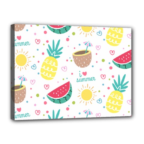 Pineapple And Watermelon Summer Fruit Canvas 16  X 12  (stretched) by Jancukart