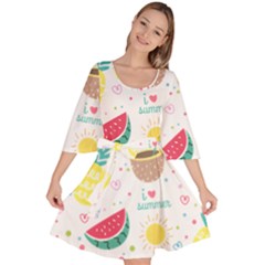 Pineapple And Watermelon Summer Fruit Velour Kimono Dress by Jancukart