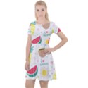 Pineapple And Watermelon Summer Fruit Cap Sleeve Velour Dress  View1