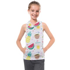 Pineapple And Watermelon Summer Fruit Kids  Sleeveless Hoodie by Jancukart