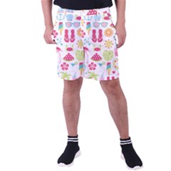 Flamingo Bird Nature Illustration Summer Beach Men s Pocket Shorts by Jancukart