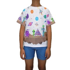 Alien Ufo Star Universe Star Vector Image Kids  Short Sleeve Swimwear by Jancukart